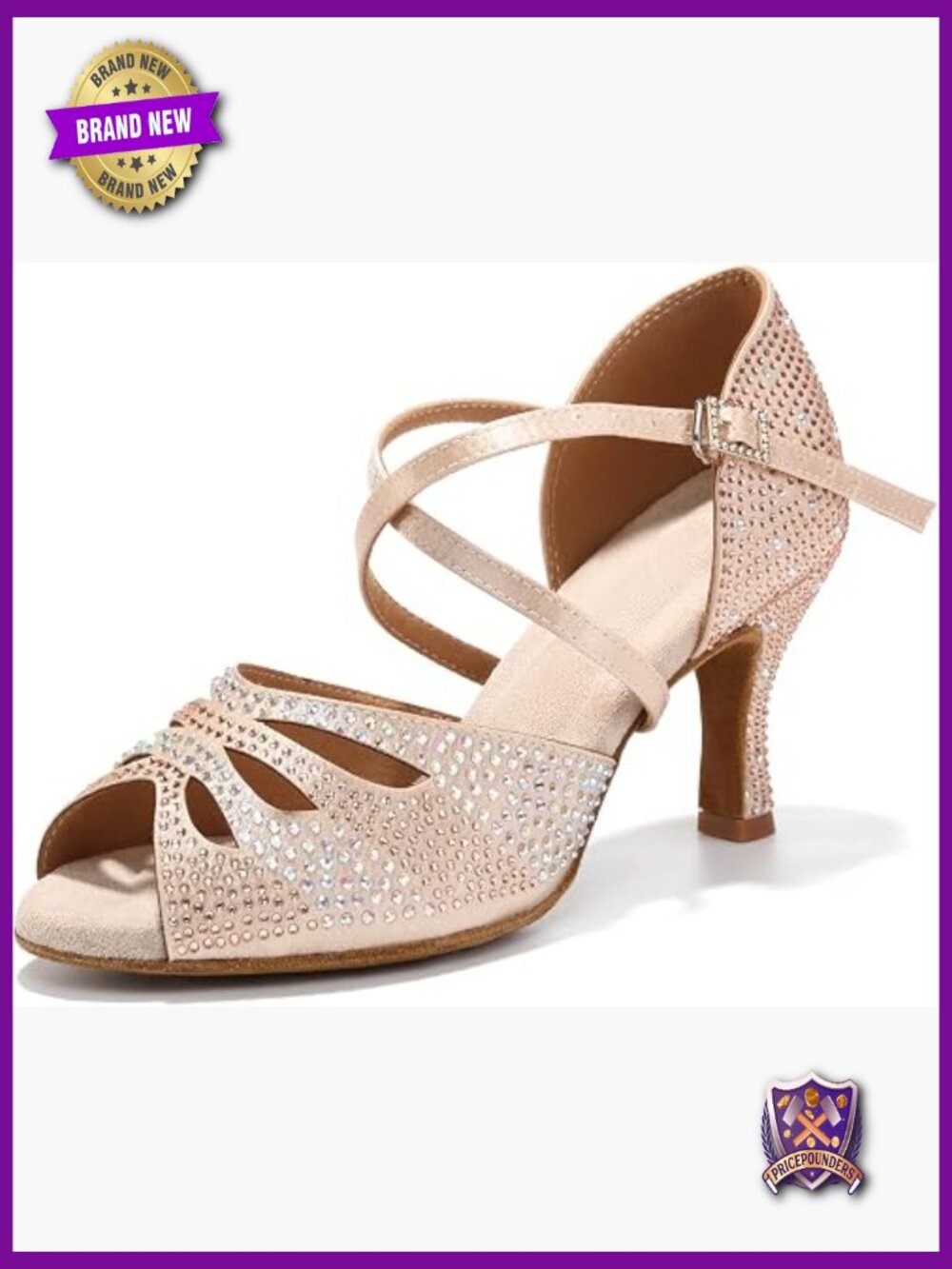 Women's Latin Dance Shoes Rhinestone Peep Toe Pumps